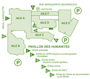Plan du pavillon des Humanités du Cégep de Trois-Rivières