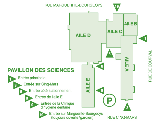 Plan du pavillon des Sciences du Cégep de Trois-Rivières