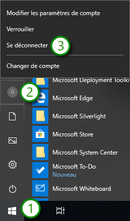 Windows 10 - Fermer une session