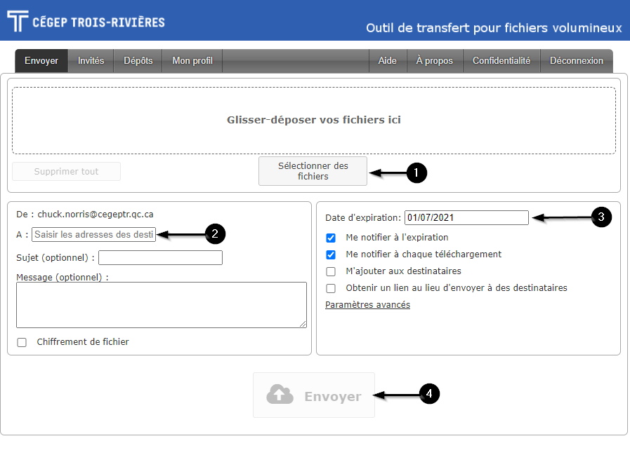 Expedia envoi de fichier