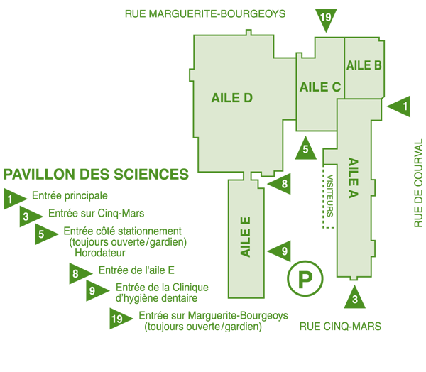 Plan du pavillon des Sciences du Cégep de Trois-Rivières