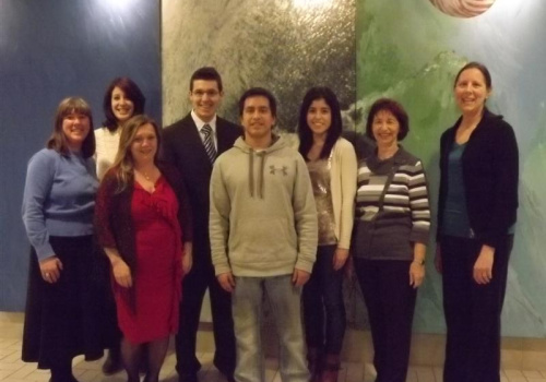 Lucy Sicard, directrice générale de la Fondation, Fériel Hadj Larbi, Chantal Trempe, David Richard, Raphaël Lajoie, Nancy Lechuga Rodriguez, Micheline Dufour, superviseure de la campagne et Martine Descôteaux, agente de bureau à la Fondation.