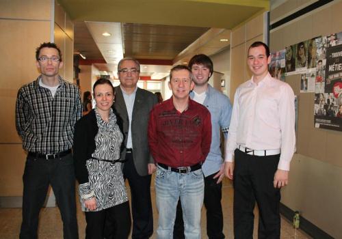 David Ouellette-Pedneault (étudiant TGÉ), Caroline Hamel (Service de placement), Michel G. Bérard (enseignant TGÉ), Normand Beaubien (enseignant TGÉ), Étienne Jetté et Marc-André Noël (étudiants TGÉ).