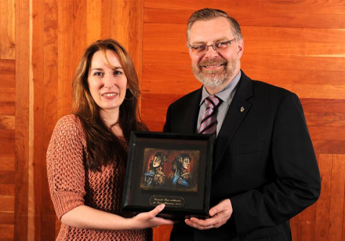 Nathalie Carpentier, directrice du Musée des Filles de Jésus et Raymond-Robert Tremblay, directeur général du Cégep de Trois-Rivières.