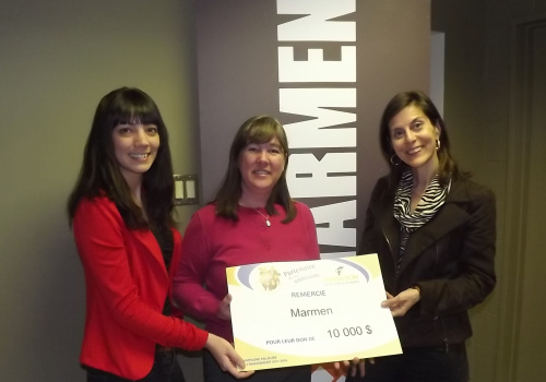 Cynthia Joyal, conseillère en communication Marmen, Lucy Sicard, d.g. Fondation Cégep de Trois-Rivières et Claude Mallick, chef de service - communications et marketin Marmen