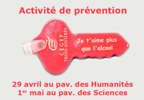 Affiche Activité de prévention Cégep TR - Je t'aime plus que l'alcool