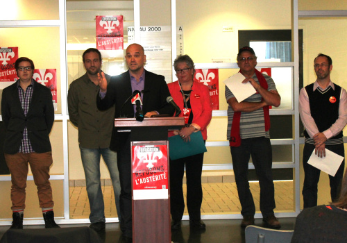 Les représentants des syndicats collégiaux de la Mauricie et la représentante de l'Association générale des étudiants du Cégep de Trois-Rivières.