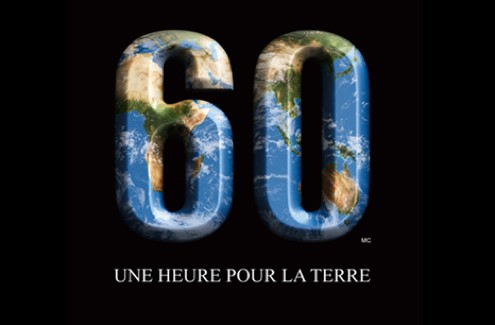 Affiche un heure pour la terre avec le chiffre 60