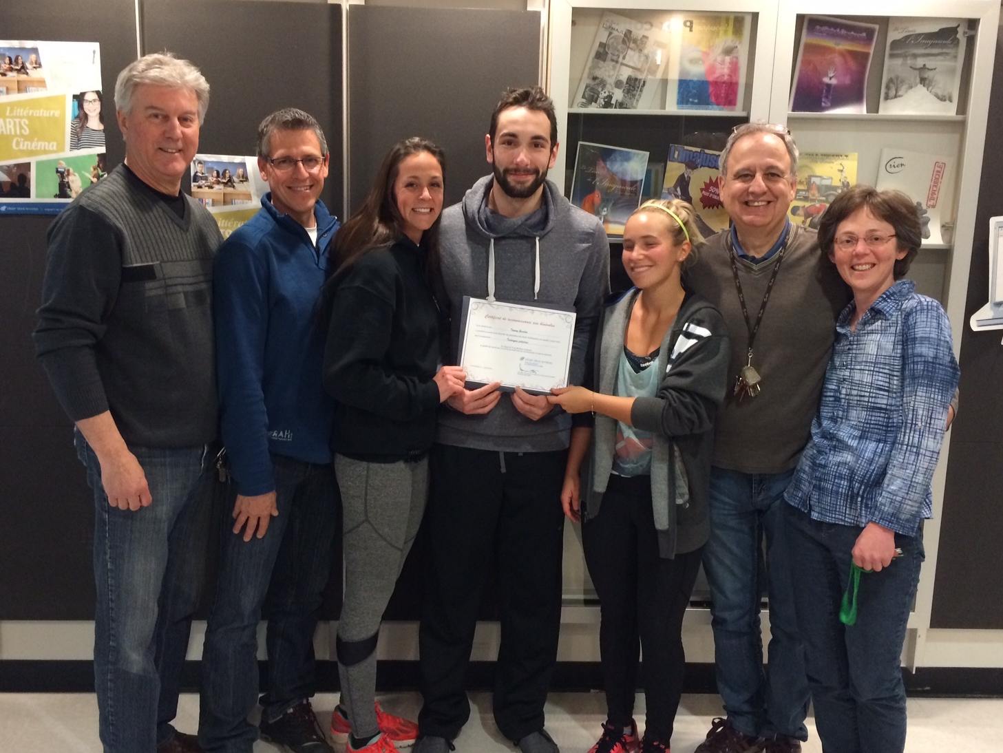 Jacques Auger, Réjean Trottier, Élizabeth Bronsard, Tommy Comeau-Gosselin, Jasmine Plourde, Robert Blais et Sylvie Dion