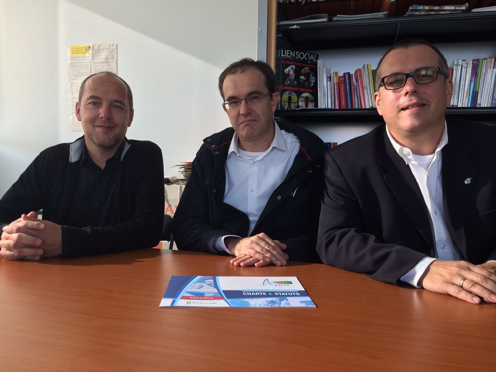 Christophe Verron, directeur pédagogique adjoint - site nantais de l'ARIFTS, Vincent Chaudet, directeur Pédagogique Régional de l'ARIFTS et Denis Rousseau, directeur des études et du Service de coopération et de développement international du Cégep de Trois-Rivières.