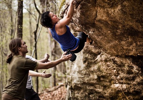 Mélanie Lebel en escalade