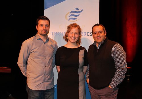 Simon Lévesque, enseignant de Physique, Marie-Ève Naud et Louis Gendron, directeur général