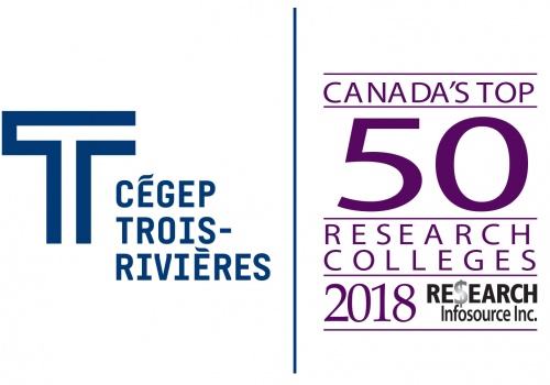 Logo Cégep de TR et Logo Top 50 des collèges en recherche