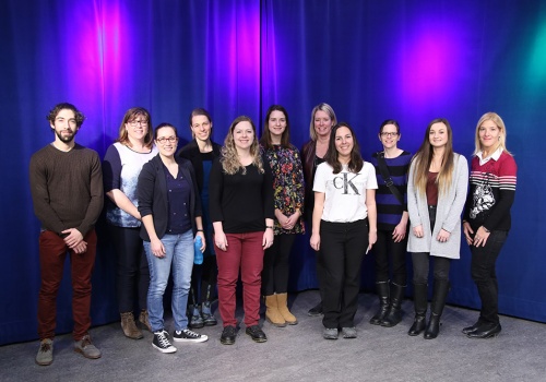 Karine Gélinas et Marie-Hélène Leblanc entourées des nouveaux enseignants du Cégep de Trois-Rivières