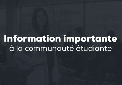 Affiche Information importante à la communauté étudiante