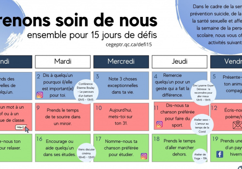 Calendrier Prenons soin de nous