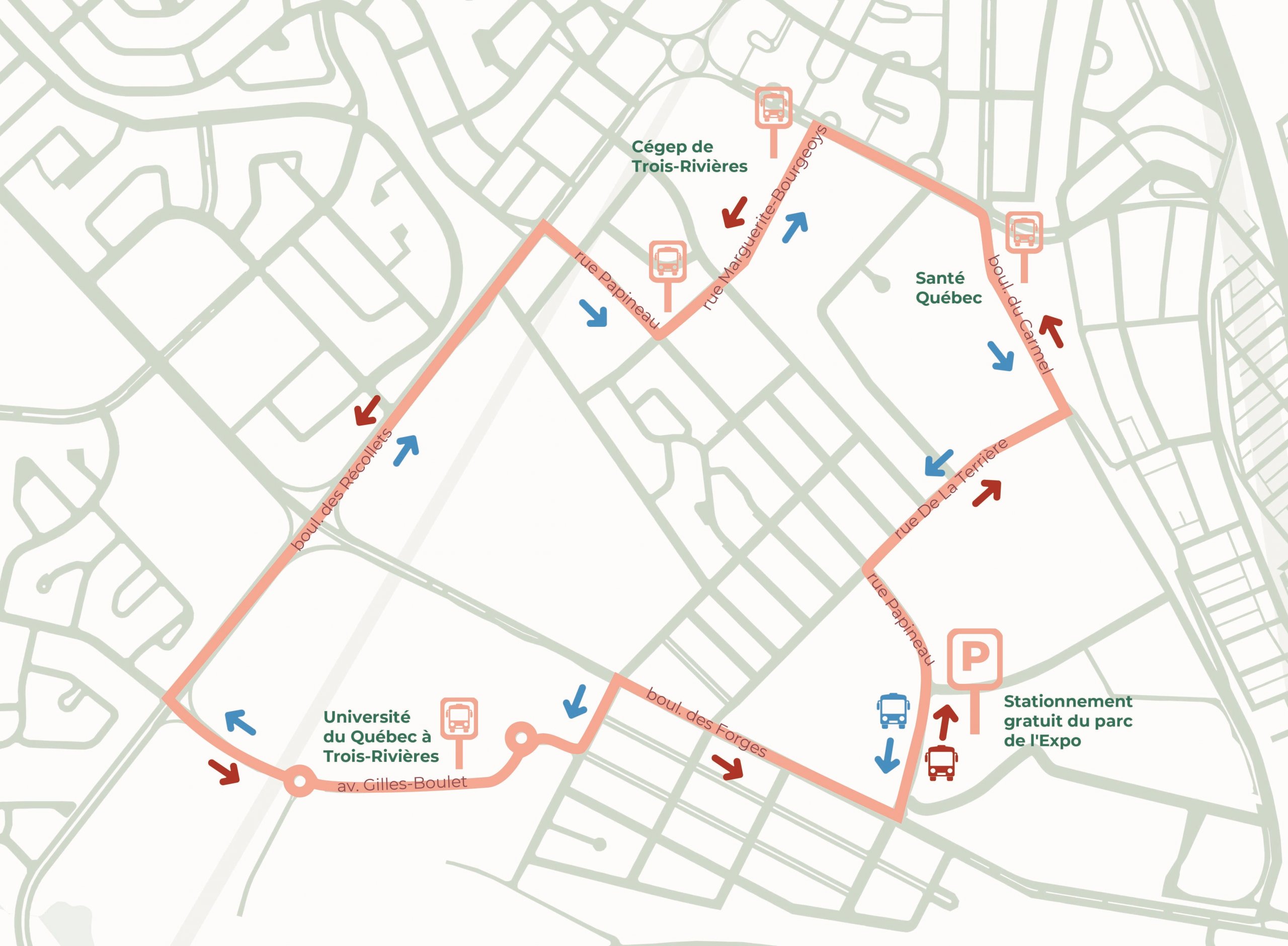 Carte de la navette du Carrefour du savoir